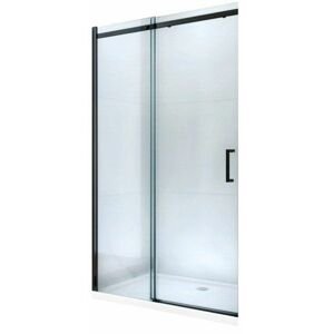 MEXEN - Omega posuvné sprchové dvere 130, transparent, čierna so sadou pre niku 825-130-000-70-00