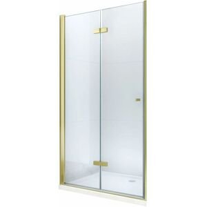 MEXEN - Lima skladacie sprchové dvere 70, číre sklo, zlatý sa stenovým profilom 856-070-000-50-00