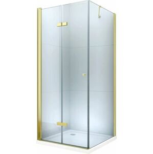 MEXEN/S - Sprchovací kút zalamovací Lima 70x80, číre sklo, zlatý + vanička 856-070-080-50-00-4010