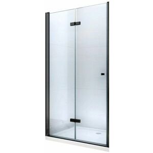 MEXEN - Lima skladacie sprchové dvere 110, transparent, čierna sa stenovým profilom 856-110-000-70-00
