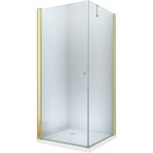 MEXEN/S - Pretoria štvorcový sprchovací kút 90x90, transparent, zlatý + vanička 852-090-090-50-00-4010