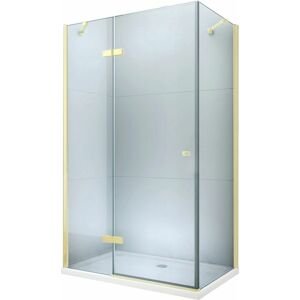 MEXEN/S - Roma obdĺžnikový sprchový kút 100x80, transparent, zlatý + vanička 854-100-080-50-00-4010