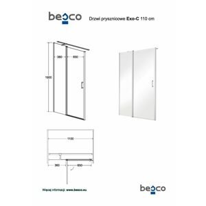 HOPA - Bezrámové sprchové dvere EXO-C - Farba rámu zásteny - Hliník chróm, Pevná stena - 100, Rozmer A - 110, Rozmer C - 190, Smer zatváranie - Univerzálny Ľavé / Pravé, Výplň - Číre bezpečnostné sklo - 6 mm BCEXOC110CC + BCEXOCH100CC