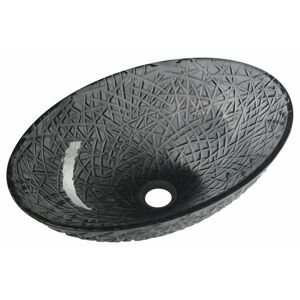 SAPHO - PURUS sklenené gravírované umývadlo 50x36 cm, čierna TY305SG