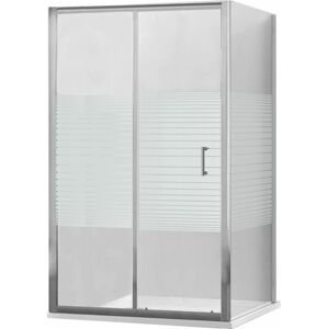 MEXEN/S - Apia sprchovací kút posuvný 110x70 cm, sklo transparent/pruhy, chróm + vanička 840-110-070-01-20-4010