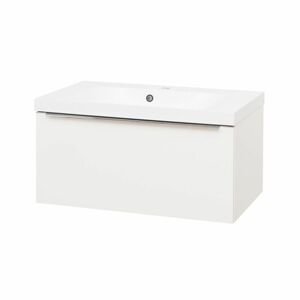 MEREO - Mailo, kúpeľňová skrinka s umývadlom z liateho mramoru 81 cm, biela, chróm madlo CN516M