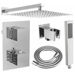 MEXEN/S MEXEN/S - Cube DR02 podomietkový sprchový SET + slim sprcha 25 cm, chróm 77502DR0225-00