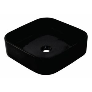 HOPA - Umývadlo na dosku NOVA 42×42 cm čierne lesklé, bez otvoru OLKGNO28MUL0011