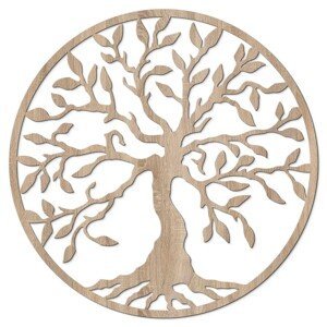 Drevený strom života na stenu - Yesod, Dub Sonoma