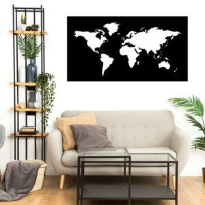 Drevená mapa sveta na stenu - obraz , Čierna