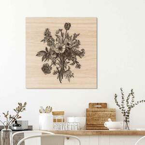 Moderný obraz do obývačky - Jarné kvety, Prírodná buková preglejka
