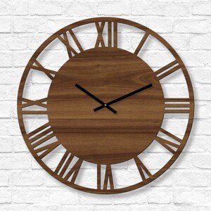Industriálne drevené hodiny na stenu - Black, Orech