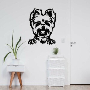 Drevený obraz psa na stenu - Yorkshire, Čierna
