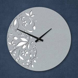 Luxusné nástenné hodiny - Fleur, Strieborná