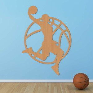 Darček pre basketbalistu - Drevená nálepka, Buk