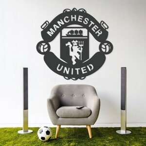 Drevený obraz - Logo Manchester United, Antracitovo-šedá
