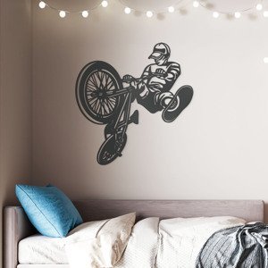 Drevený obraz na stenu - Street cyklista, Antracitovo-šedá