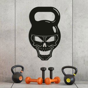 Darček pre kulturistu - Drevený obraz Kettlebell, Čierna