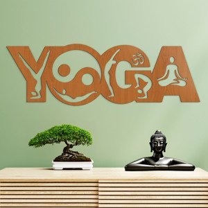 Drevený nápis na stenu - Yoga, Čerešňa