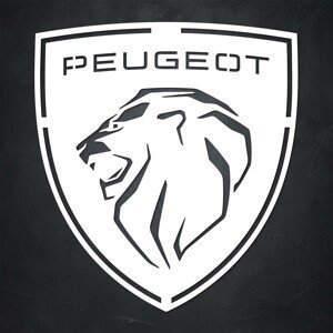 Drevený obraz - Logo Peugeot - Erb, Biela