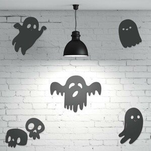 Halloweenská výzdoba na stenu - Duchovia, Antracitovo-šedá