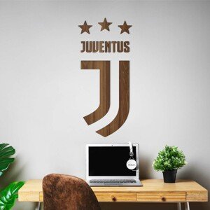 Drevené logo futbalového klubu - Juventus, Orech
