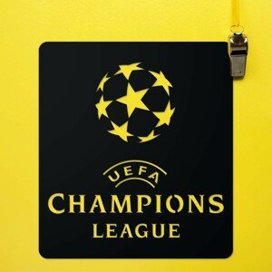 Drevený obraz na stenu - Liga majstrov UEFA , Čierna