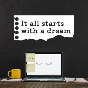 Motivačná tabuľka pre deti - It all starts with a dream, Biela