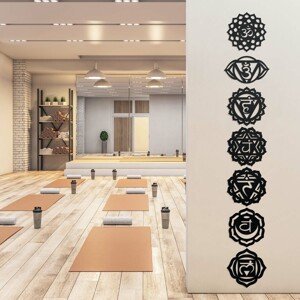 Drevené 3D symboly na stenu - Čakry, Čierna
