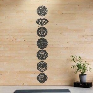 Drevené 3D symboly na stenu - Čakry, Antracitovo-šedá