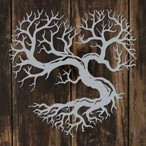 Drevený obraz stromu - Srdce života, Strieborná
