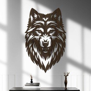 Drevený obraz - Dravý vlk, Wenge