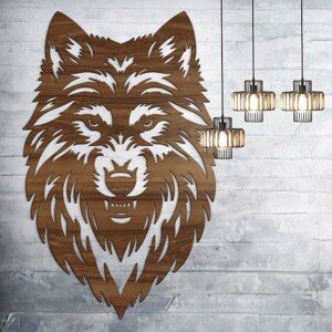 Drevený obraz - Dravý vlk, Orech