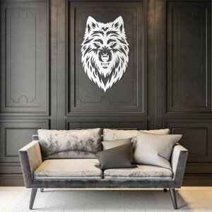 Drevený obraz - Dravý vlk, Biela