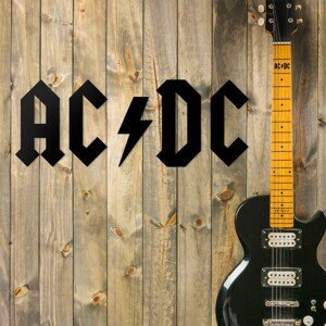 Drevené logo - Nápis na stenu - AC/DC, Čierna