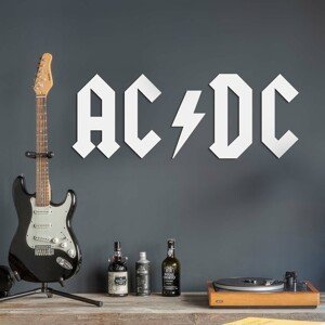 Drevené logo - Nápis na stenu - AC/DC, Biela