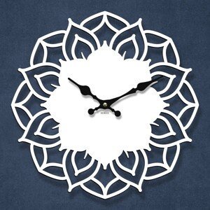 Drevené hodiny mandala - Aura, Biela