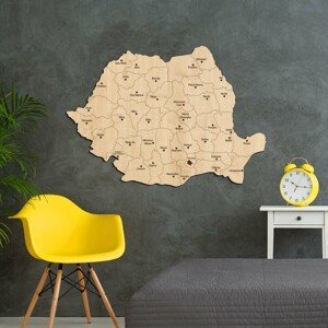 Drevená mapa Rumunska na stenu