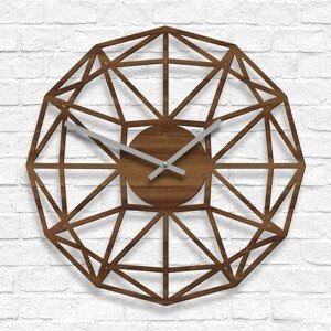 Polygonálne drevené hodiny na stenu, Orech
