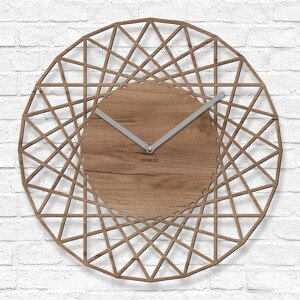 Dizajnové hodiny na stenu - Geometra, Dub tabakový