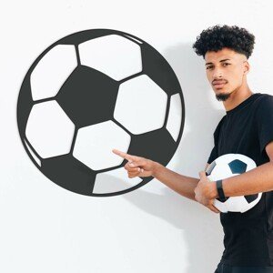Drevený 3D obraz - Futbalová lopta, Antracitovo-šedá
