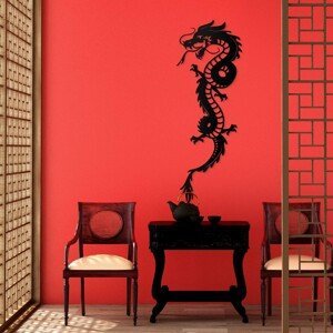 Drevený obraz - Čínsky drak, Čierna