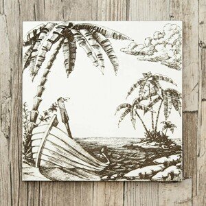 3d drevený gravírovaný obraz na stenu - Pláž s palmami