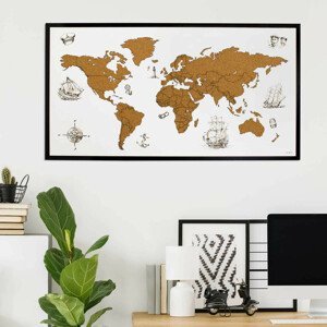 Korková mapa sveta na stenu - aj s gravírovaním
