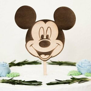Drevená figúrka na tortu - hlava Mickey mouse