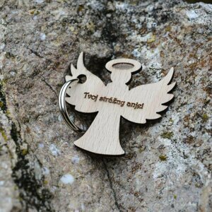 Gravírovaná kľúčenka z dreva - Tvoj strážny anjel