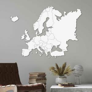 Drevená mapa Európy na stenu - s hranicami štátov