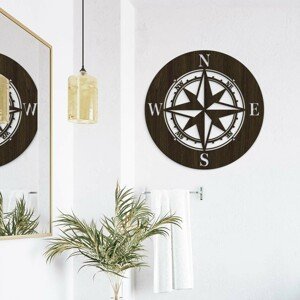 Drevená dekorácia na stenu - Kompas