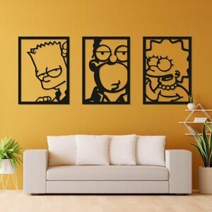3-dielny drevený obraz - The Simpsons