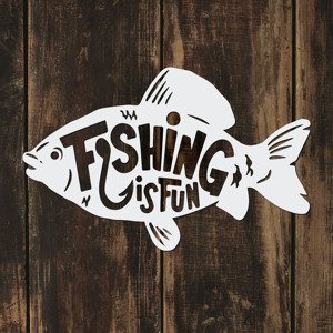 Darček pre rybára - Drevená nálepka - Fishing is fun